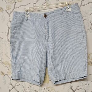 J. Crew Blue Flat Front Shorts with Seersucker Texture